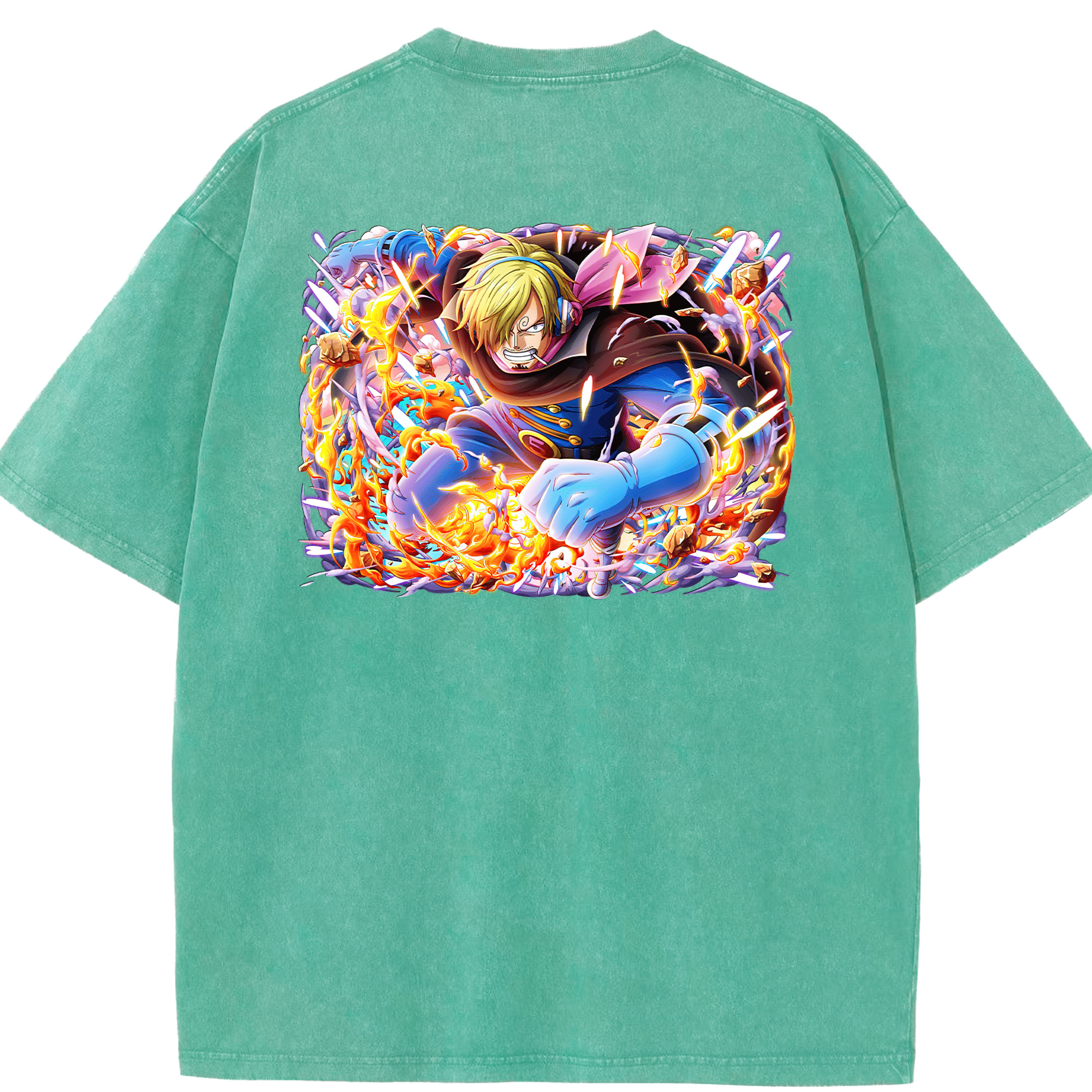ワンピース サンジ ONE PIECE Sanji 綿100% ヴィンテージ風 半袖Tシャツ（背面プリント）